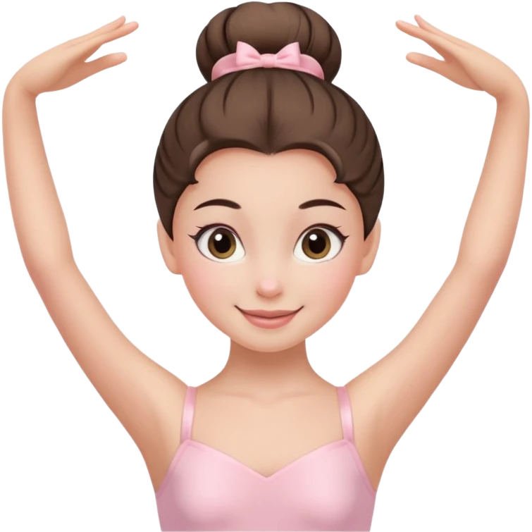 Pink Suit – Cheerful
 Smiling ballerina in pastel pink leotard, tidy high bun, bright happy eyes.















































 emoji