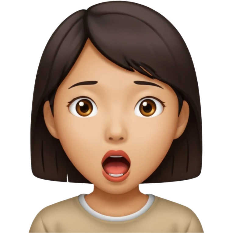 Asian girl with mouth open in shock emoji