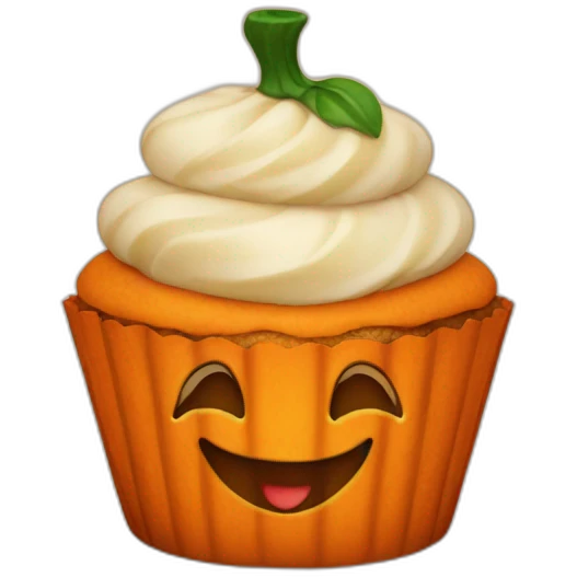 Happy pumpkin cupcake emoji
