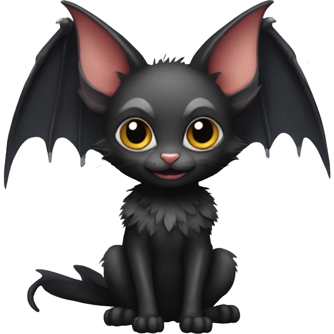 Black-Vampire-Batty-Lykoi-Cat-Fakémon-Cat With Bat-wings as ears  emoji