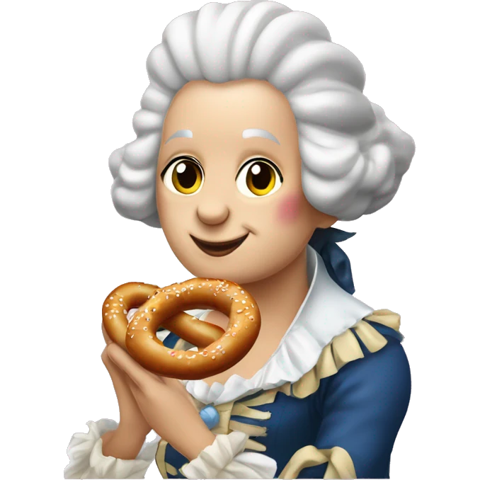 George Washington dressed like Marie Antoinette eating a pretzel  emoji