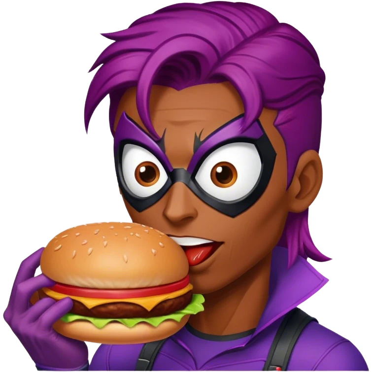 spider man eating burger puple hair emoji
