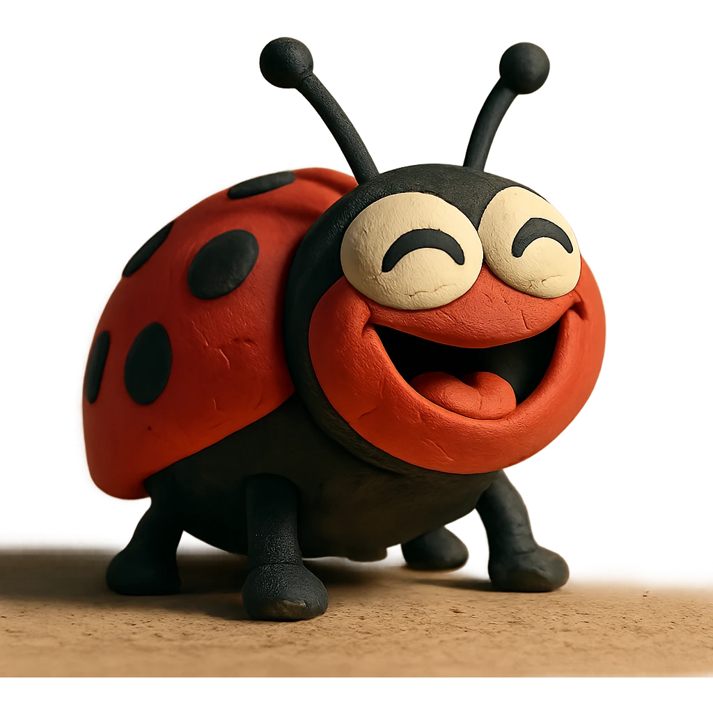 laughing red bug with black points emoji