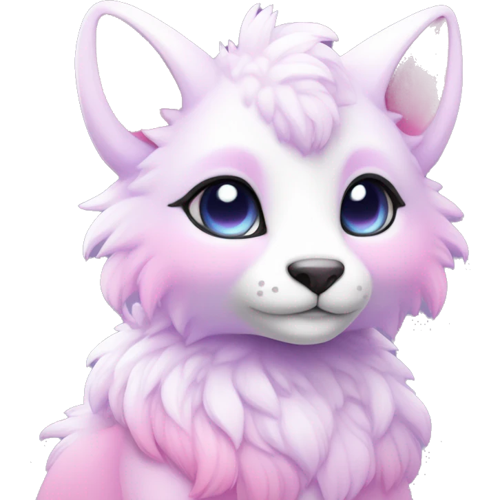 Kawaii colorful bright light pastel lilac-pink-white-gradient fantasy ethereal anthro fursona animal creature emoji