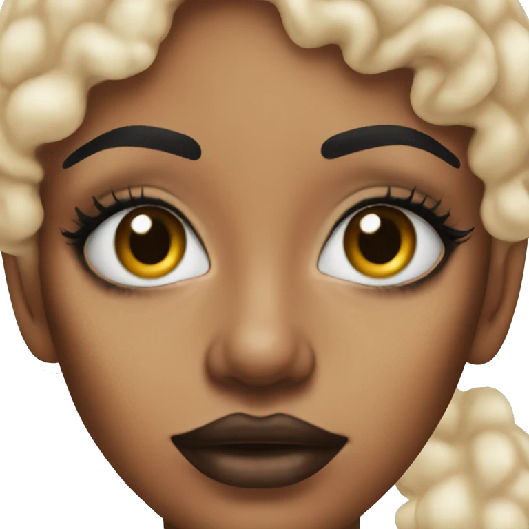 Vitiligo woman with lip liner emoji