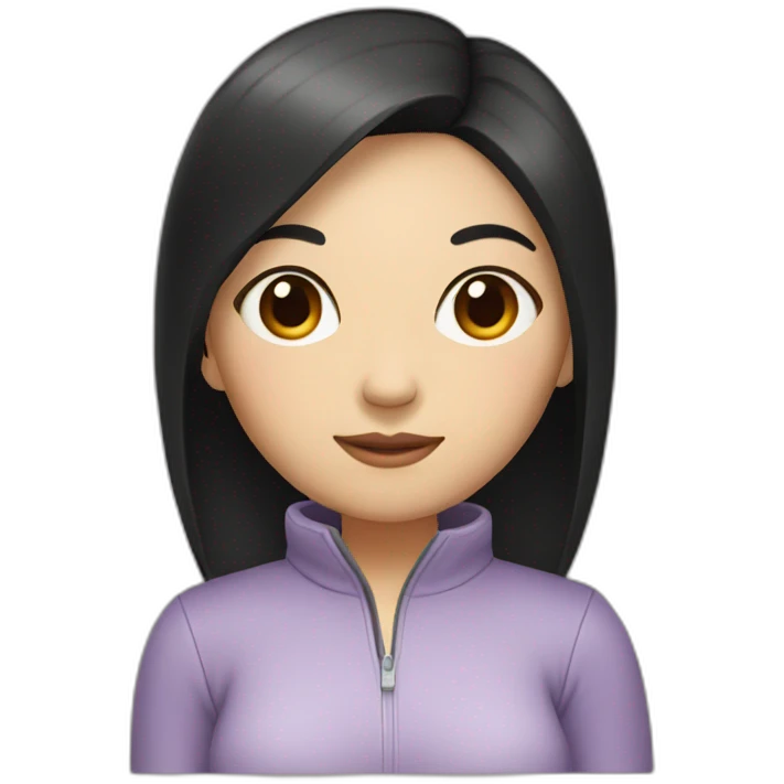Asian woman with black hair and with whole body emoji