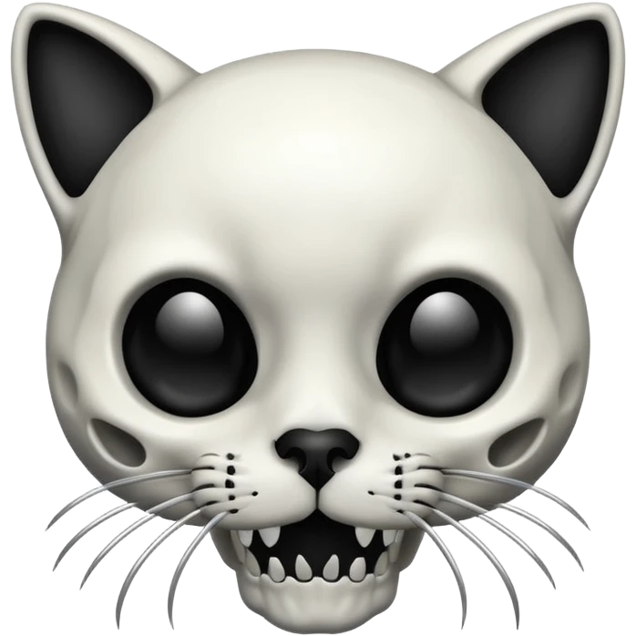 Cute Cat skull black silver  emoji