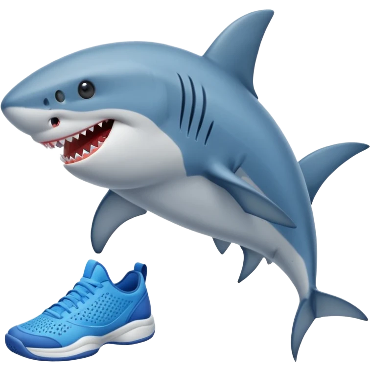 Un requin qui porte des chaussures de tennis bleu emoji