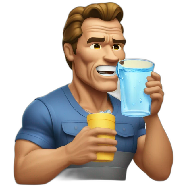 Arnold Schwarzenegger drinking water in a jug emoji