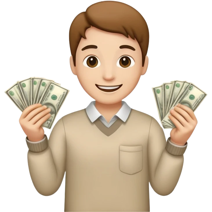 Happy face with money in hands emoji