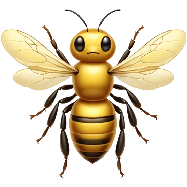 Cinematic Noble Bee Portrait Emoji, Poised and industrious, with a compact, fuzzy body in golden-yellow hues, delicate translucent wings, and a focused, determined expression with sparkling eyes, Simplified yet sharp and sophisticated features, highly detailed, glowing with a soft, sunny radiance, high shine, intelligent and diligent, stylized with an air of natural elegance, focused and alert, soft glowing outline, capturing the essence of a watchful bee that appears ready to buzz out of the screen with effortless authority! emoji