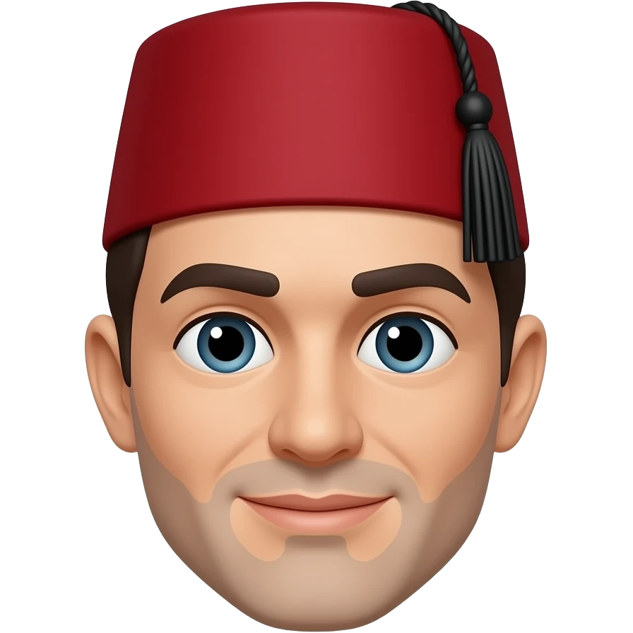 man wearing classic red fez hat with black tassel, mid size emoji