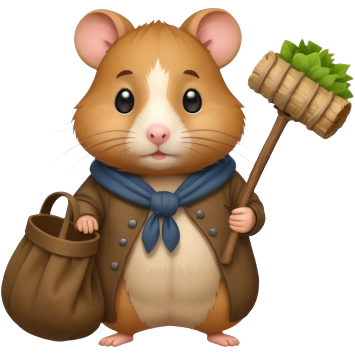 cartoon-style hamster poor hobo carrying a bindle emoji