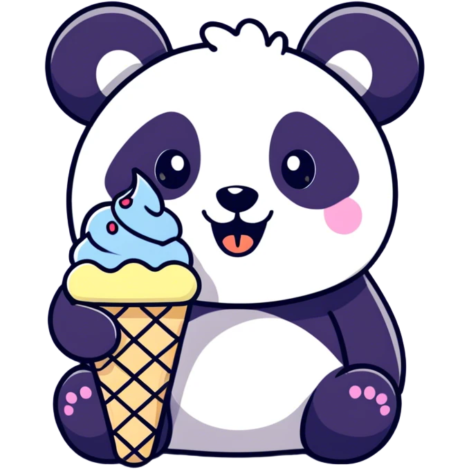 Panda eating ice cream emoji