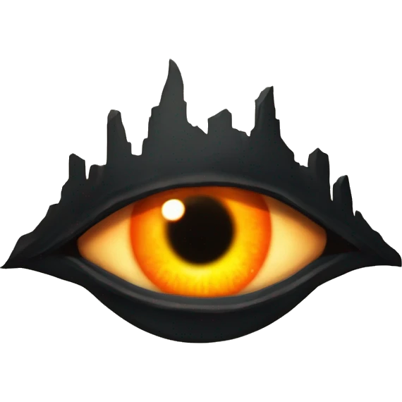 Eye of Sauron with glowing orange iris, set in a dark tower of Mordopr emoji