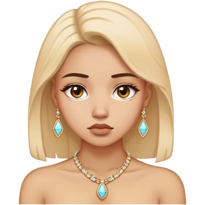 introspective girl with jewelry emoji