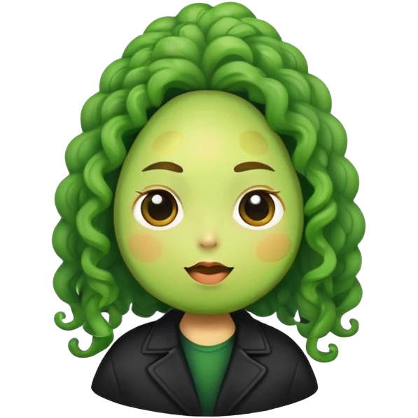 avocado with curly hair and black jacket emoji