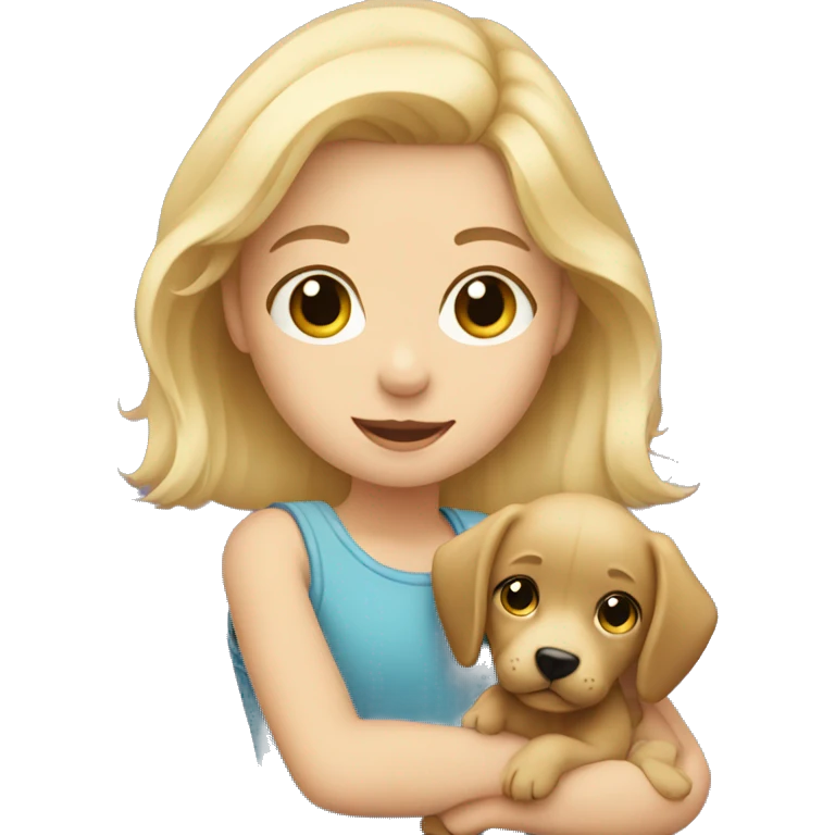 Blonde girl holding a puppy emoji