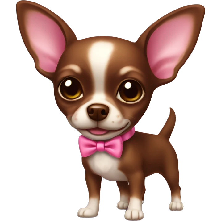 Chihuahua chocolate Brown with a pink bow  emoji