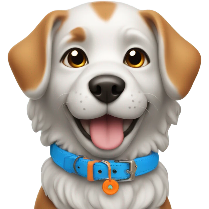 cute dog with simple blue collar with orange pendant from another perspective emoji