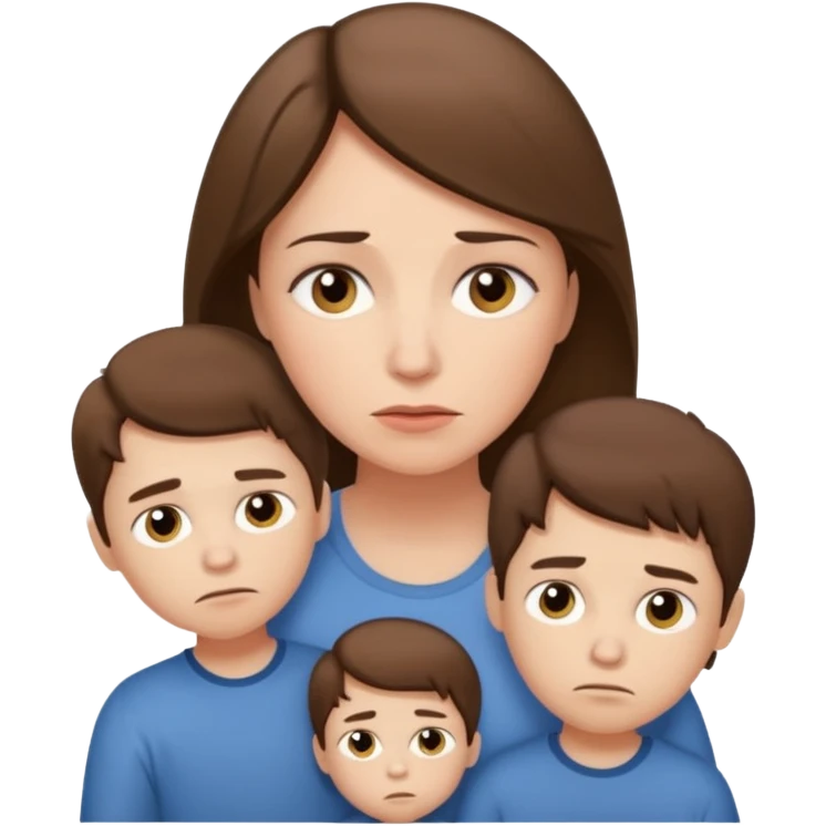 Exhausted Light brunette beautiful mom with 3 sons emoji
