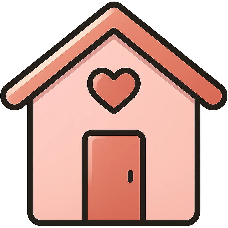 vector icon of a feminine home in rose gold and blush pink, flat minimal design, soft glow, white background emoji