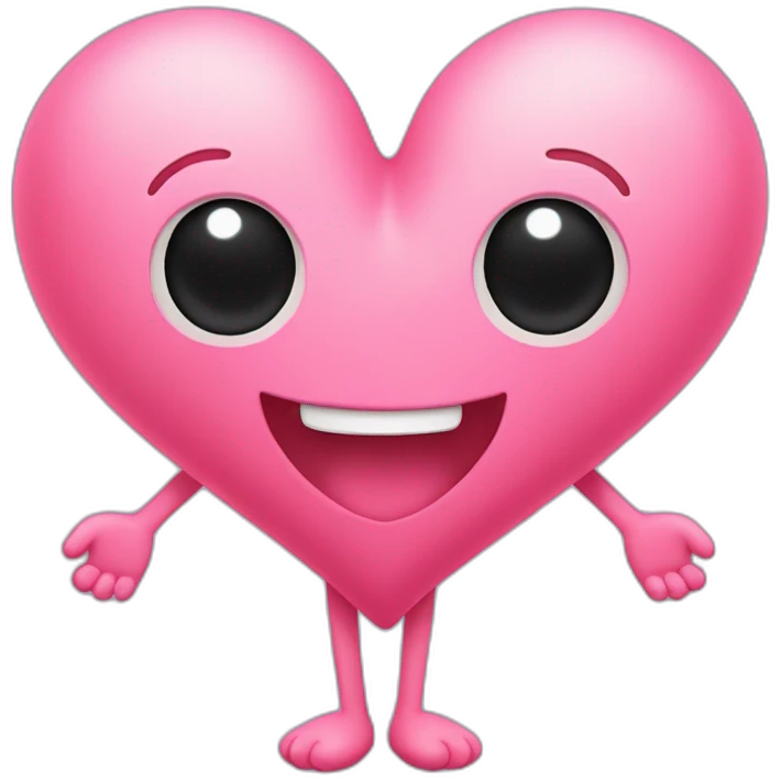 Heart with a cute face on it and arms and legs coming out of it emoji