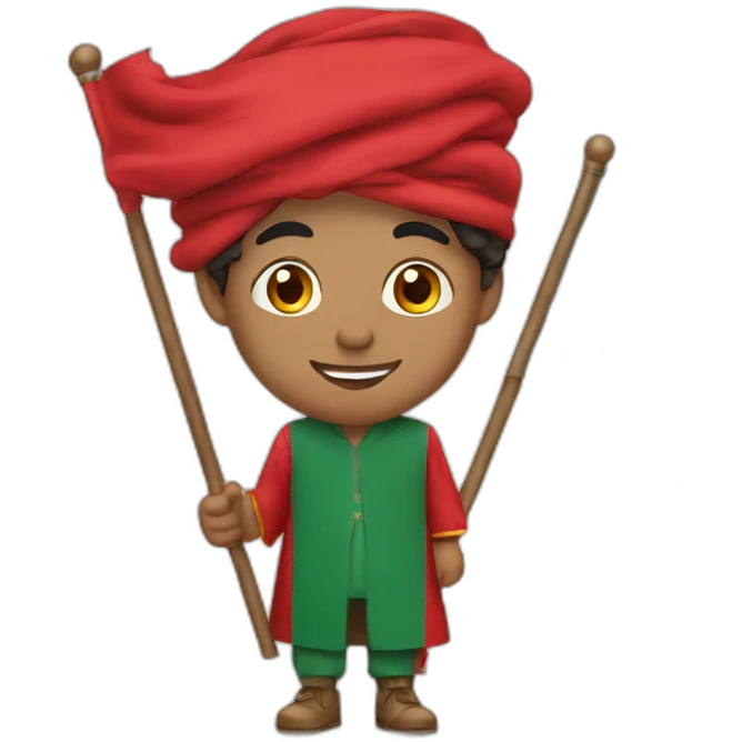 Moroccan men with flag of morocco emoji
