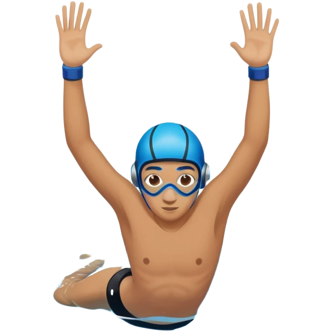 determined pool diver dives into a pool of confidence blue water underneath  emoji