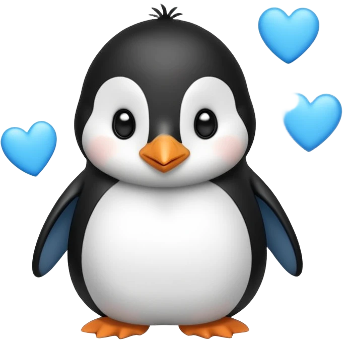 loving cute penguin whit blue hearts around him emoji