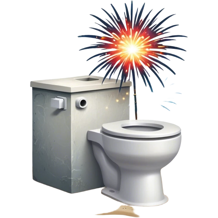 Firework explosion toilet at the beach emoji
