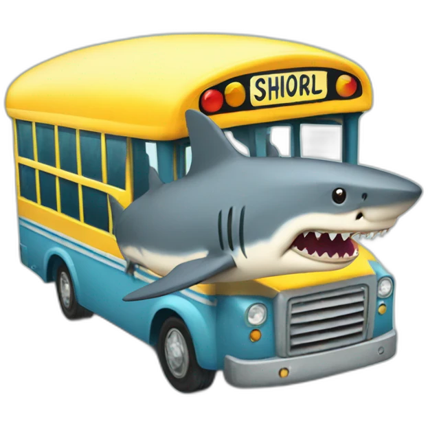 shark driving a school bus emoji
