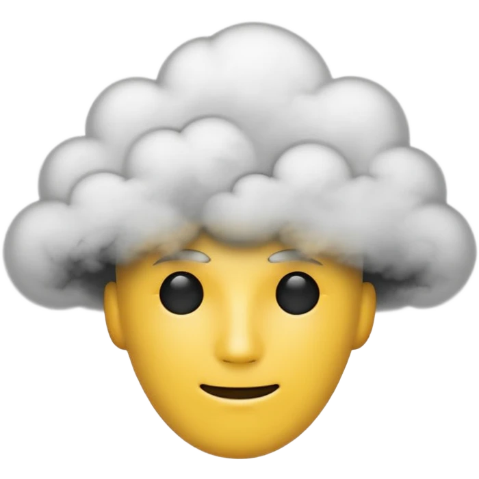 Minimalist emoji-style sticker of a faceless head surrounded by smoke. No facial features. Grayscale tones, soft outline.
 emoji