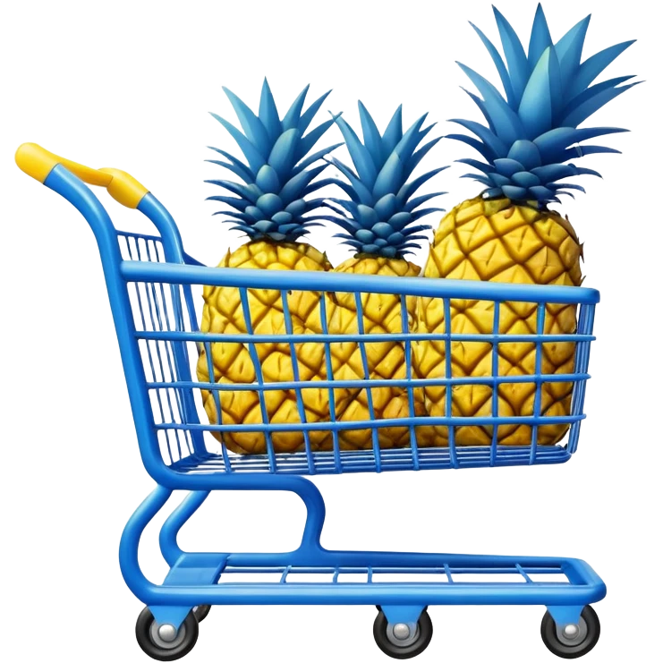 blue shopping cart with pineapples emoji