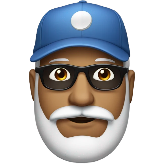 50 year old man with moustash and beard, baseball cap and sunglasses emoji