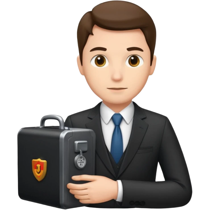 Banquero con una caja fuerte al lado emoji