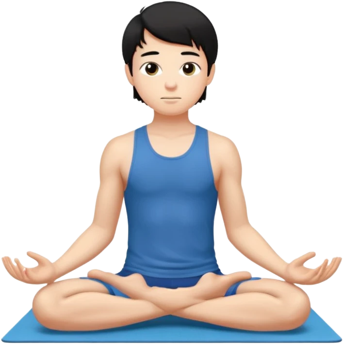 garoto de 17 anos, pele clara, cabelo liso preto médio, fazendo yoga  emoji