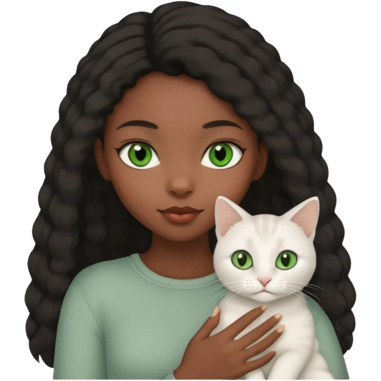 Black girl with grey cat emoji
