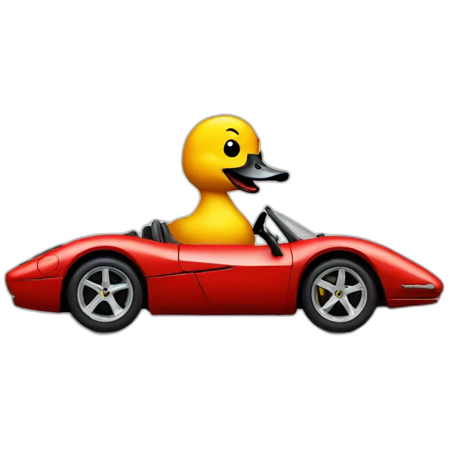 Duck driving a ferrari emoji