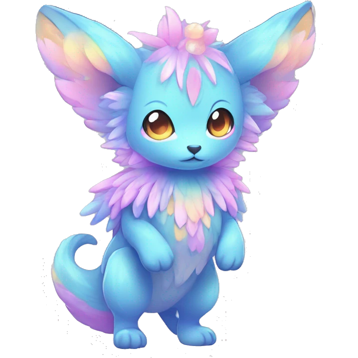 Shiny Shy Cool Colorful Pastel beautiful fantasy Kawaii Ethereal Sona Fakemon-animal Full Body emoji