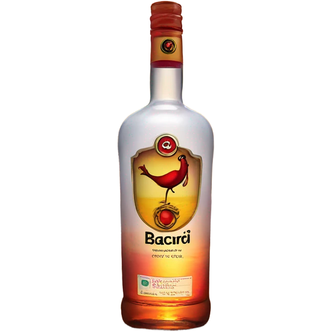 Bacardi bottle at sunset on the beach  emoji