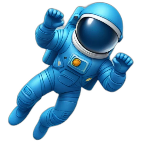 blue spaceman in a blue suit flying emoji