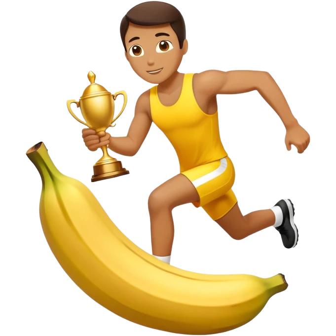 Athlete with prize in hand slipped on banana peel  emoji