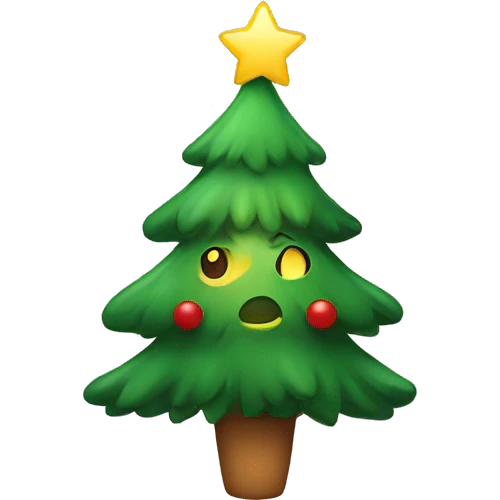 Christmas tree with a face emoji