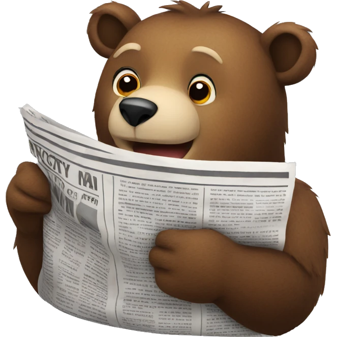 Bear reading newspaper emoji