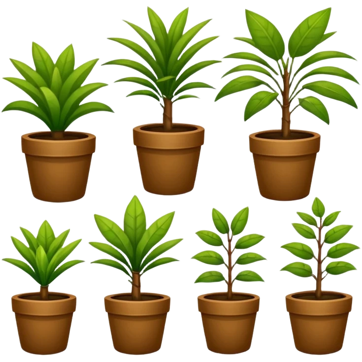 plantas en macetas rectangulares color café emoji