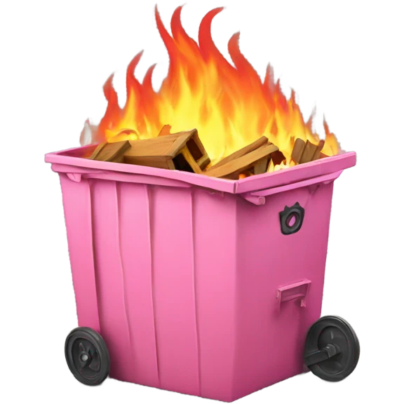 Pink dumpster fire; more flames emoji