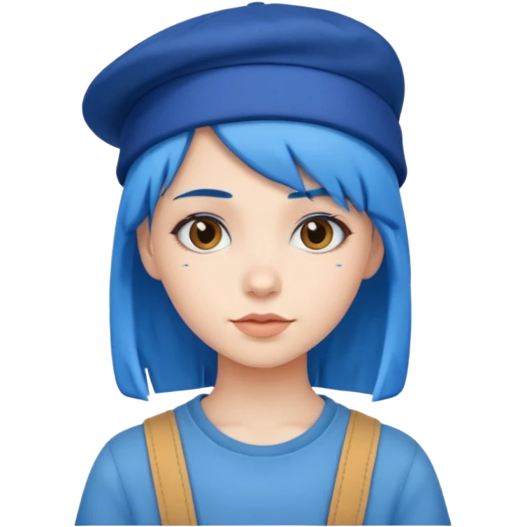 girl, blue hair, blue hat emoji