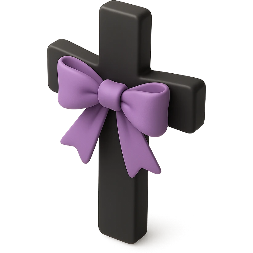 Purple bow with cross emoji