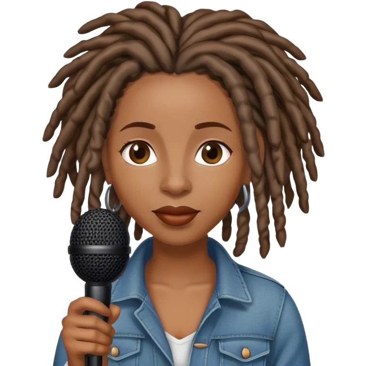 Black woman with locs with microphone emoji